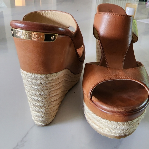 Jimmy Choo Size 38 Leather Wedge Espadrille  Retail $795! Designer Made in Spain - Picture 2 of 7